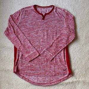 Express Red Marled Button Henley